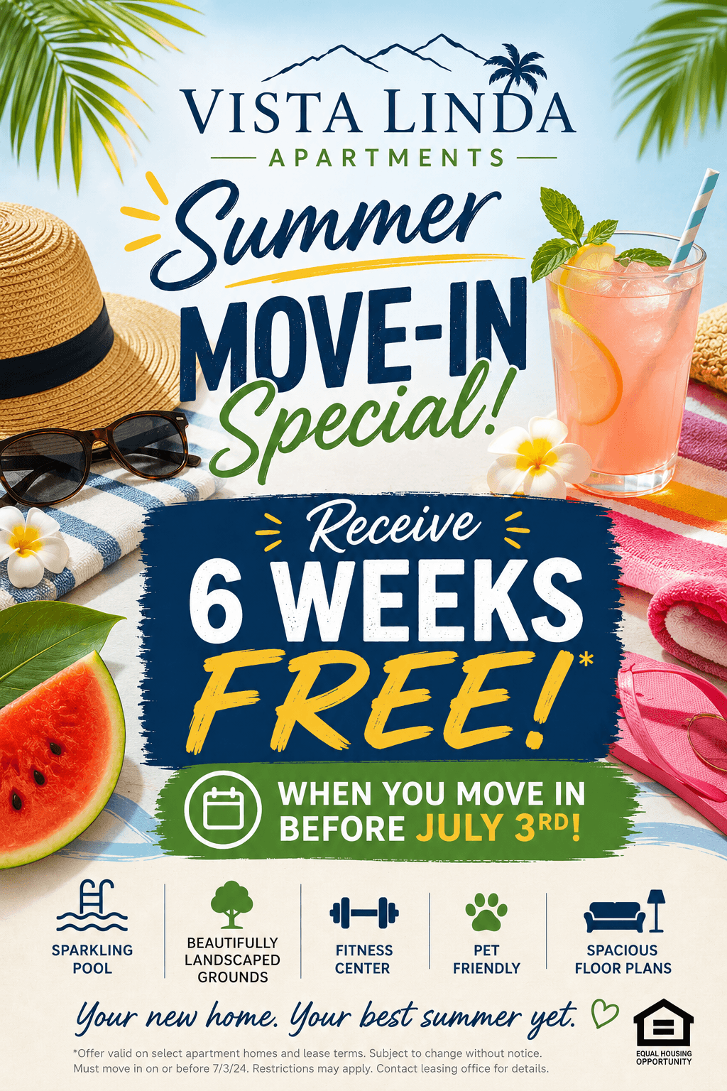 Vista Linda Apartments Summer Move-In Special Get 6 Weeks FREE When You Move In Before July 3rd